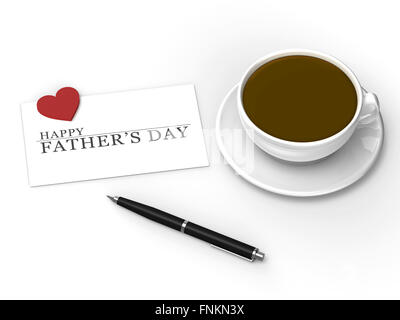 Felice Festa del Papà messaggio con penna e caffè Foto Stock