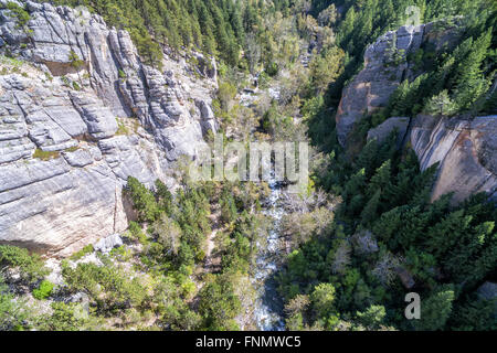 Vista aerea del Sud Piney Creek nei pressi di storia, Wyoming Foto Stock