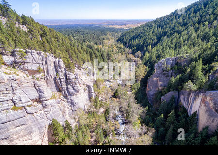 Vista aerea della bocca del Sud Piney Canyon nei pressi di storia, Wyoming Foto Stock
