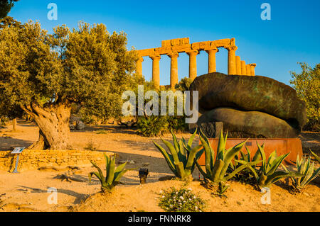 La Valle dei Templi. Tempio di Juno Lacinia. Agrigento. Sicilia. Italia Foto Stock
