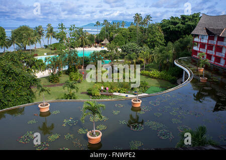 Meridien Hotel sull'isola di Tahiti, Polinesia Francese Tahiti Nui, Isole della Società, Polinesia francese, South Pacific. Foto Stock