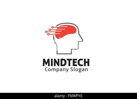Mente tech Illustrazione del logo Illustrazione Vettoriale