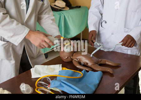 Ospedale pediatri su una rianimazione neonatale corso di formazione, Etiopia Africa. Foto Stock