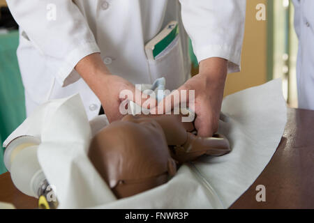 Ospedale pediatri su una rianimazione neonatale corso di formazione, Etiopia Africa. Foto Stock