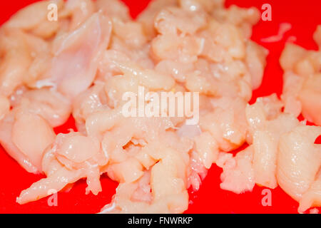 Fette di pezzi grezzi di pollo per il riempimento Foto Stock