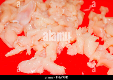 Fette di pezzi grezzi di pollo per il riempimento Foto Stock