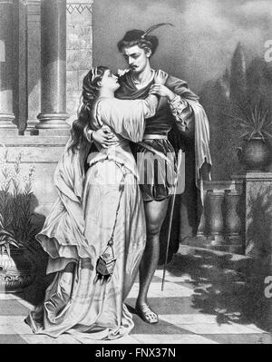 Romeo e Giulietta. Un 19thC poster pubblicitari Shakespeare's "Romeo e Giulietta", 1879. Foto Stock