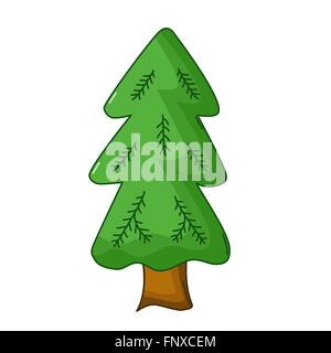 Albero di abete icona in stile cartoon isolati su sfondo bianco Illustrazione Vettoriale