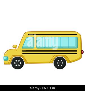 Il trasporto urbano icona in stile cartoon isolati su sfondo bianco. Giallo scuola bus Illustrazione Vettoriale