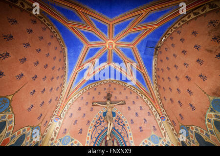 La Polonia, Cracovia, San Floriano porta interno, soffitto della cappella, vault del XIX secolo in stile gotico in stile Revival, Museo Storico Foto Stock