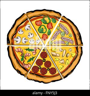 Pizza menu alimentare cafe brochure Illustrazione Vettoriale