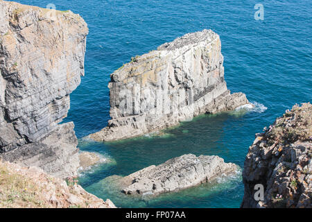 A pila di rocce,vicino Castlemartin,Bosherton,Pembrokeshire,Galles,U.K. Foto Stock