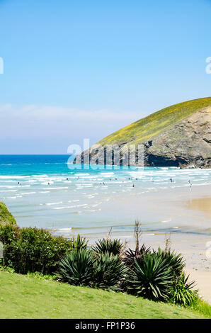 La spiaggia di Mawgan Porth in Cornovaglia, England, Regno Unito Foto Stock