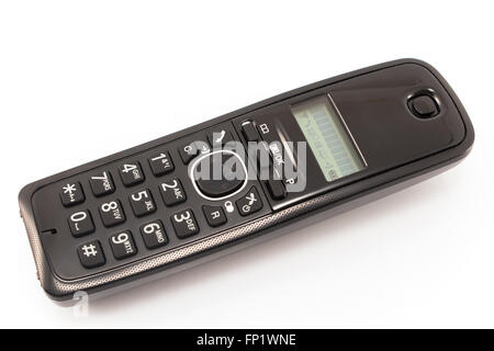 Telefono fisso isolato su bianco. Foto Stock