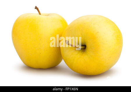 Mele giallo isolato Foto Stock
