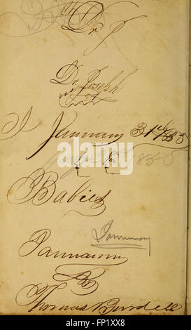 Lecture Notes dal dottor Giuseppe A. Eva dal dottor Lewis Ford in Classe (1843) Foto Stock