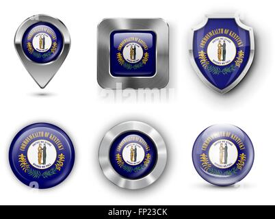 USA Flag di stato badges Illustrazione Vettoriale