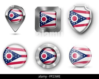 USA Flag di stato badges Illustrazione Vettoriale