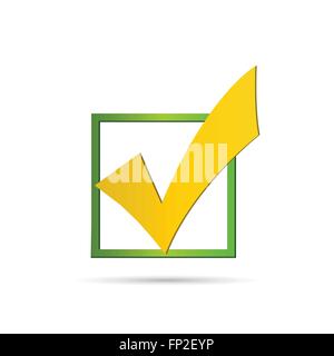 Illustrazione di un colorato segno di spunta isolato su uno sfondo bianco. Illustrazione Vettoriale
