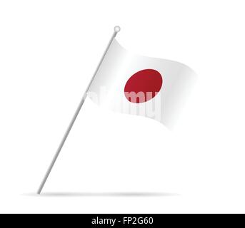 Illustrazione di un flag dal Giappone isolato su uno sfondo bianco. Illustrazione Vettoriale