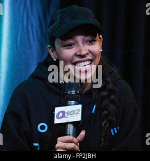 Bala Cynwyd, Pennsylvania, USA. Il 15 marzo, 2016. American Singer-Songwriter Visite Tinashe Q102's teatro delle prestazioni. Foto Stock