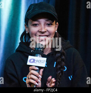 Bala Cynwyd, Pennsylvania, USA. Il 15 marzo, 2016. American Singer-Songwriter Visite Tinashe Q102's teatro delle prestazioni. Foto Stock