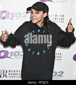 Bala Cynwyd, Pennsylvania, USA. Il 15 marzo, 2016. American Singer-Songwriter Visite Tinashe Q102's teatro delle prestazioni. Foto Stock