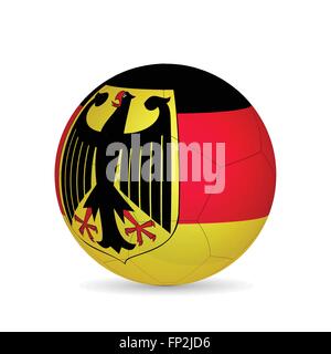 Illustrazione di un pallone da calcio con la bandiera della Germania isolata su uno sfondo bianco. Illustrazione Vettoriale
