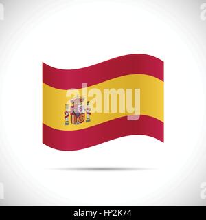 Illustrazione della bandiera della Spagna isolata su uno sfondo bianco. Illustrazione Vettoriale