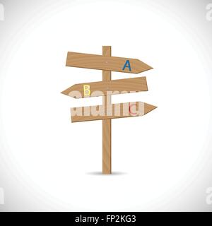 Illustrazione di un cartello in legno isolato su uno sfondo bianco. Illustrazione Vettoriale