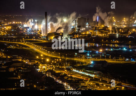 Port Talbot town e opere in acciaio Foto Stock