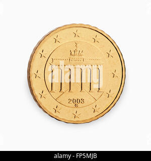 Dieci monete euro cent isolati su sfondo bianco Foto Stock