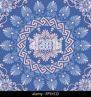 Vector seamless greco ornamento floreale, Meandro Illustrazione Vettoriale