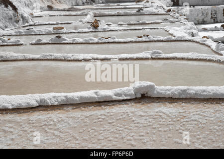 Il sale di Maras stagni situato in Perù la Valle Sacra. Foto Stock