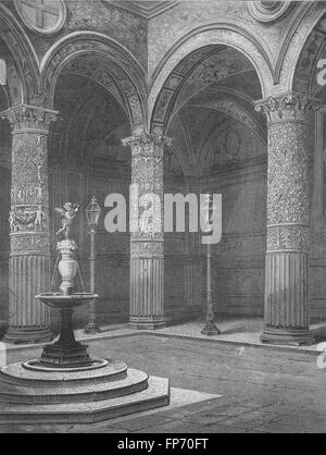 Firenze: Cortile di Palazzo Vecchio, antica stampa 1882 Foto Stock