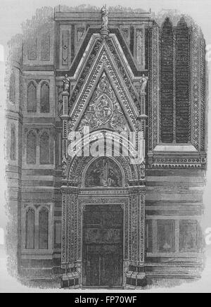 Firenze: Porta laterale del Duomo, antica stampa 1882 Foto Stock