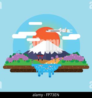 Paesaggio del Monte Fuji Illustrazione Vettoriale