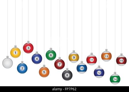 Immagine del biliardo ornamenti a sfera isolata su uno sfondo bianco. Illustrazione Vettoriale