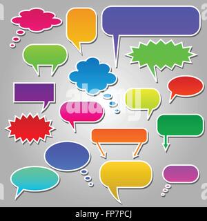 Immagine della chat colorate bolle isolata su uno sfondo grigio. Illustrazione Vettoriale
