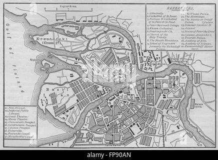 San Pietroburgo: Piano di San Pietroburgo, 1882 Mappa antichi Foto Stock