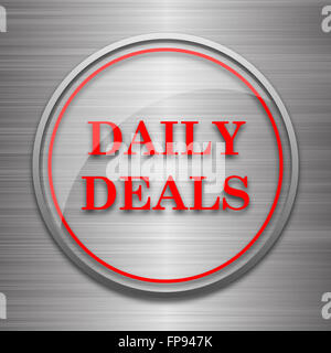 Offerte giornaliere icona. Pulsante Internet su sfondo metallico. Foto Stock