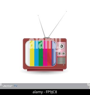 Immagine di un vintage televisore isolato su uno sfondo bianco. Illustrazione Vettoriale