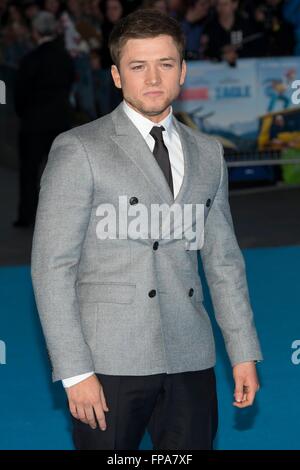 Londra, Regno Unito. Il 17 marzo 2016. Taron Egerton a livello europeo Premiere del film dell'Eddie l'aquila" a Londra, 17.03.2016 Credito: dpa picture alliance/Alamy Live News Foto Stock