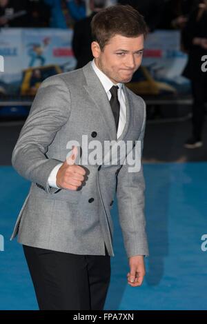 Londra, Regno Unito. Il 17 marzo 2016. Taron Egerton a livello europeo Premiere del film dell'Eddie l'aquila" a Londra, 17.03.2016 Credito: dpa picture alliance/Alamy Live News Foto Stock