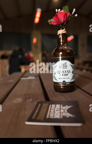 Hillside Brewery, Gloucestershire, birreria artigianale, birra artigianale Legless Cow. Foto Stock