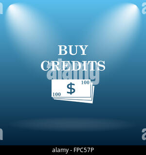 Acquista crediti icona. Pulsante Internet su sfondo blu. Foto Stock