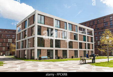 Una vista del contemporaneo alloggiamento olandese nei Paesi Bassi. Edifici moderni. La Funen Park. Foto Stock