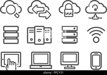 Il cloud computing e la rete di computer icona impostare Illustrazione Vettoriale