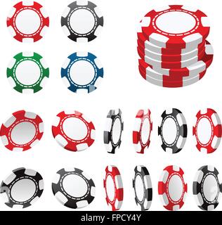 Casino Gambling chip in posizioni diverse Illustrazione Vettoriale