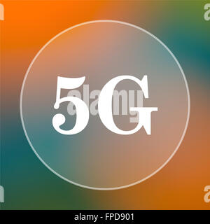 5G icona. Pulsante Internet su sfondo colorato. Foto Stock